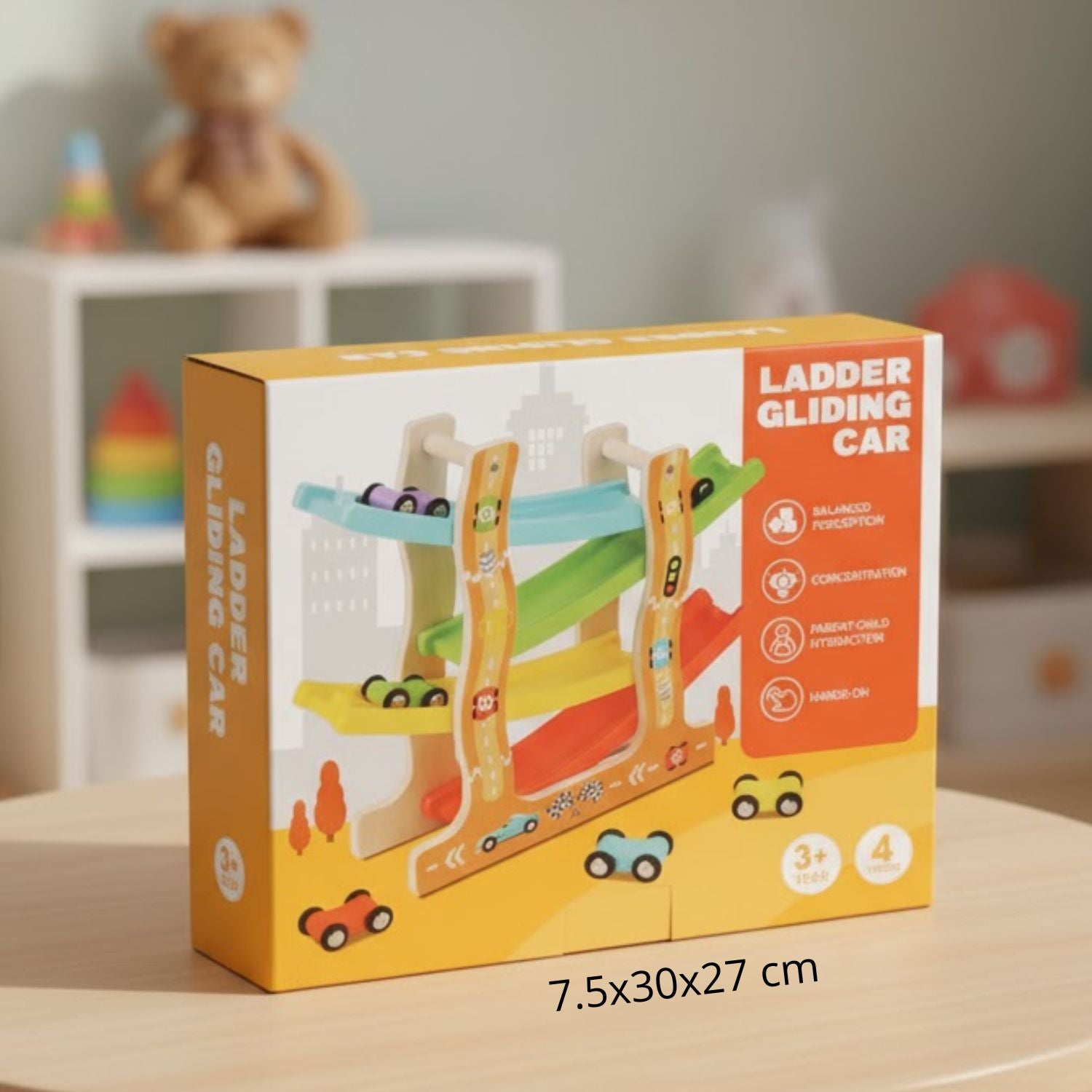 Circuit Voiture Bois TrackNest – 4 Pistes, Bois Massif, Peintures Non Toxiques, Dès 3 Ans | TrioNest™