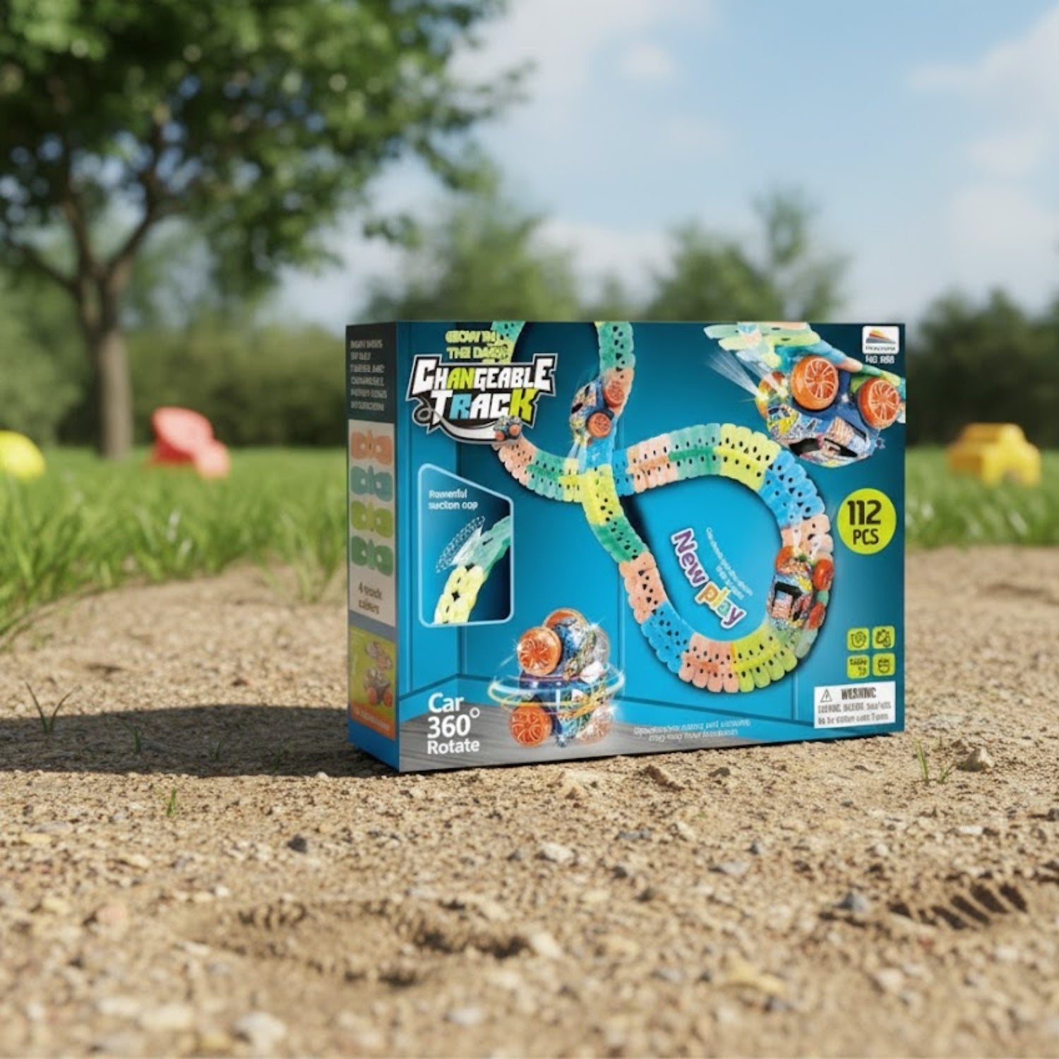 Circuit Voiture Enfant Dès 2 Ans – LED Intégrées, Segments Magnétiques, 2 m, ABS CE, Sans BPA | GlowTrack2 by TrioNest™