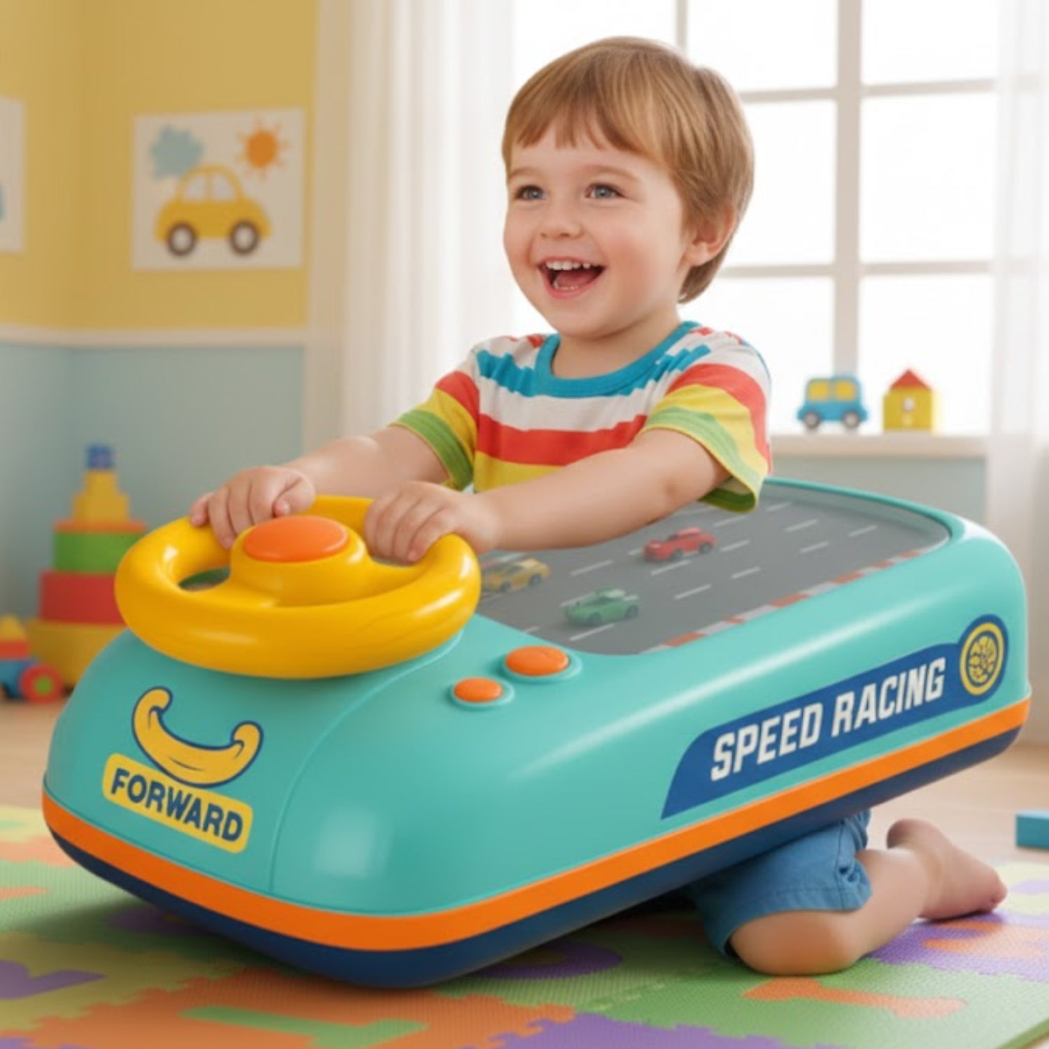 Circuit Voiture Enfant Volant Interactif 360° – Sons, Mode Éducatif, 4 Ventouses, CE, 4-12 Ans | WheelDrive360 by TrioNest™