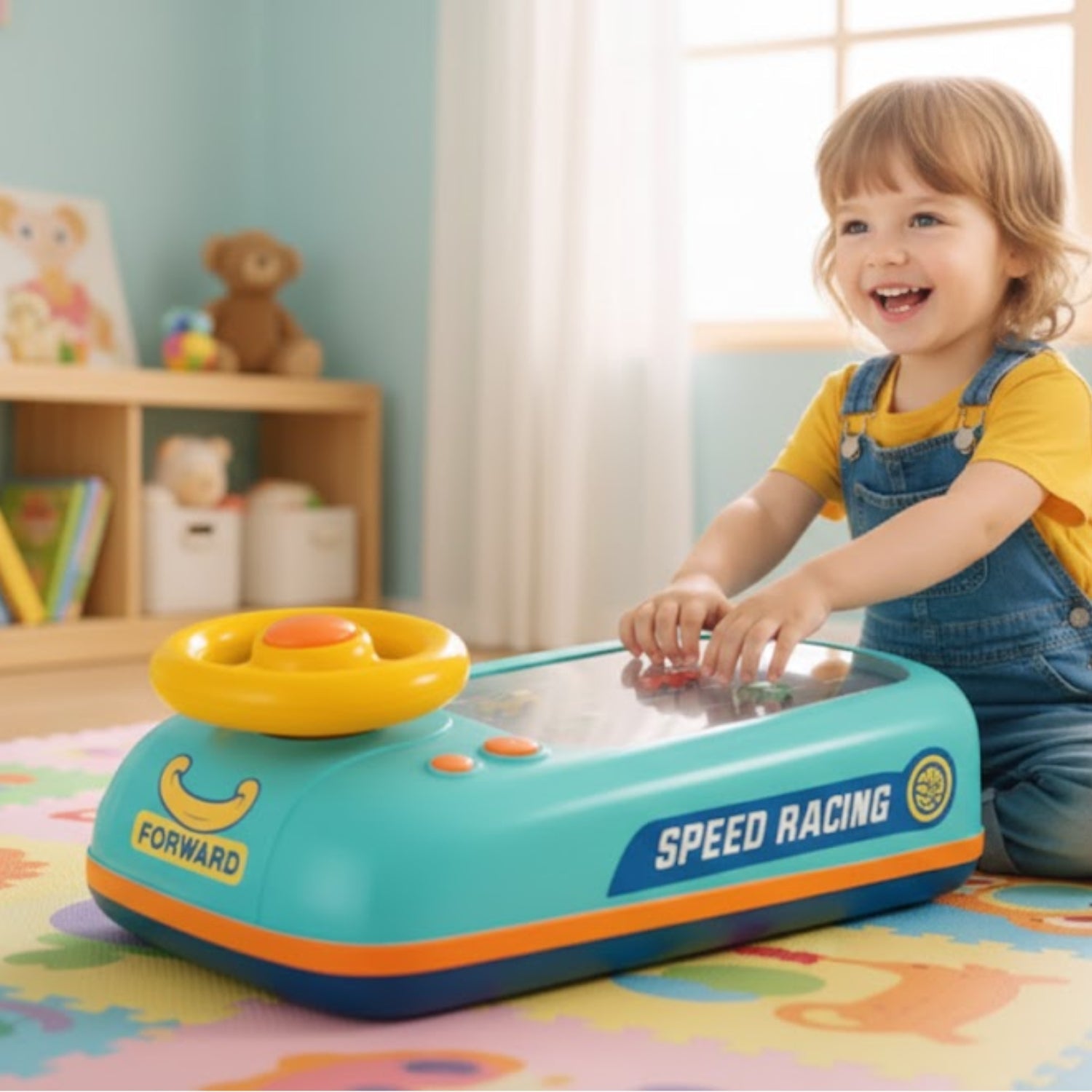 Circuit Voiture Enfant Volant Interactif 360° – Sons, Mode Éducatif, 4 Ventouses, CE, 4-12 Ans | WheelDrive360 by TrioNest™