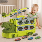 Circuit Voiture Enfant Dinosaure 170 cm – Camion Rangement, One-Touch, 6 Voitures, ABS CE, 4-12 Ans | DinoLoop170 by TrioNest™