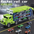 Circuit Voiture Transformable 3-en-1 – Camion, Lanceur, Piste, 6 Voitures Alliage, CE, 4-14 Ans | TransLaunch3 by TrioNest™
