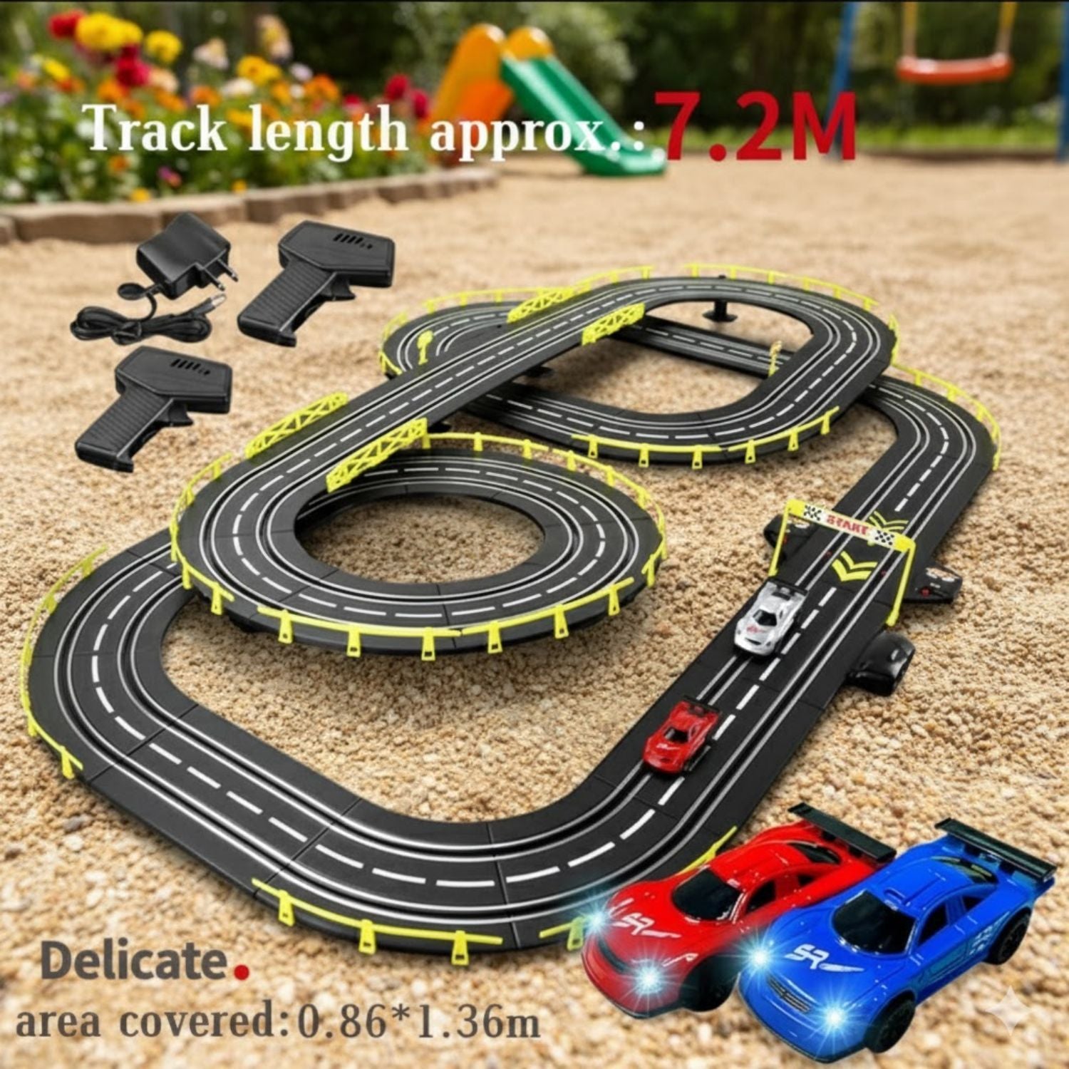 Circuit électrique Voitures 3D Double Niveau – Rails Acier, Clip, Ligne Départ Lumineuse, Dès 6 Ans | ArcSpeed3D by TrioNest™