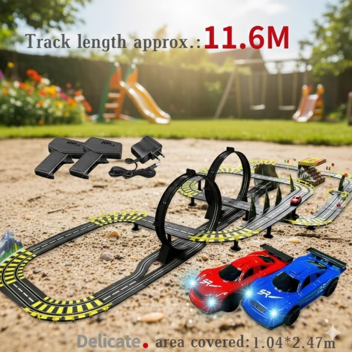 Circuit électrique Voitures 3D Double Niveau – Rails Acier, Clip, Ligne Départ Lumineuse, Dès 6 Ans | ArcSpeed3D by TrioNest™