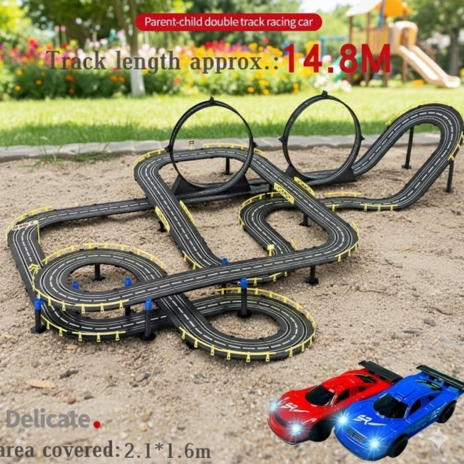 Circuit électrique Voitures 3D Double Niveau – Rails Acier, Clip, Ligne Départ Lumineuse, Dès 6 Ans | ArcSpeed3D by TrioNest™