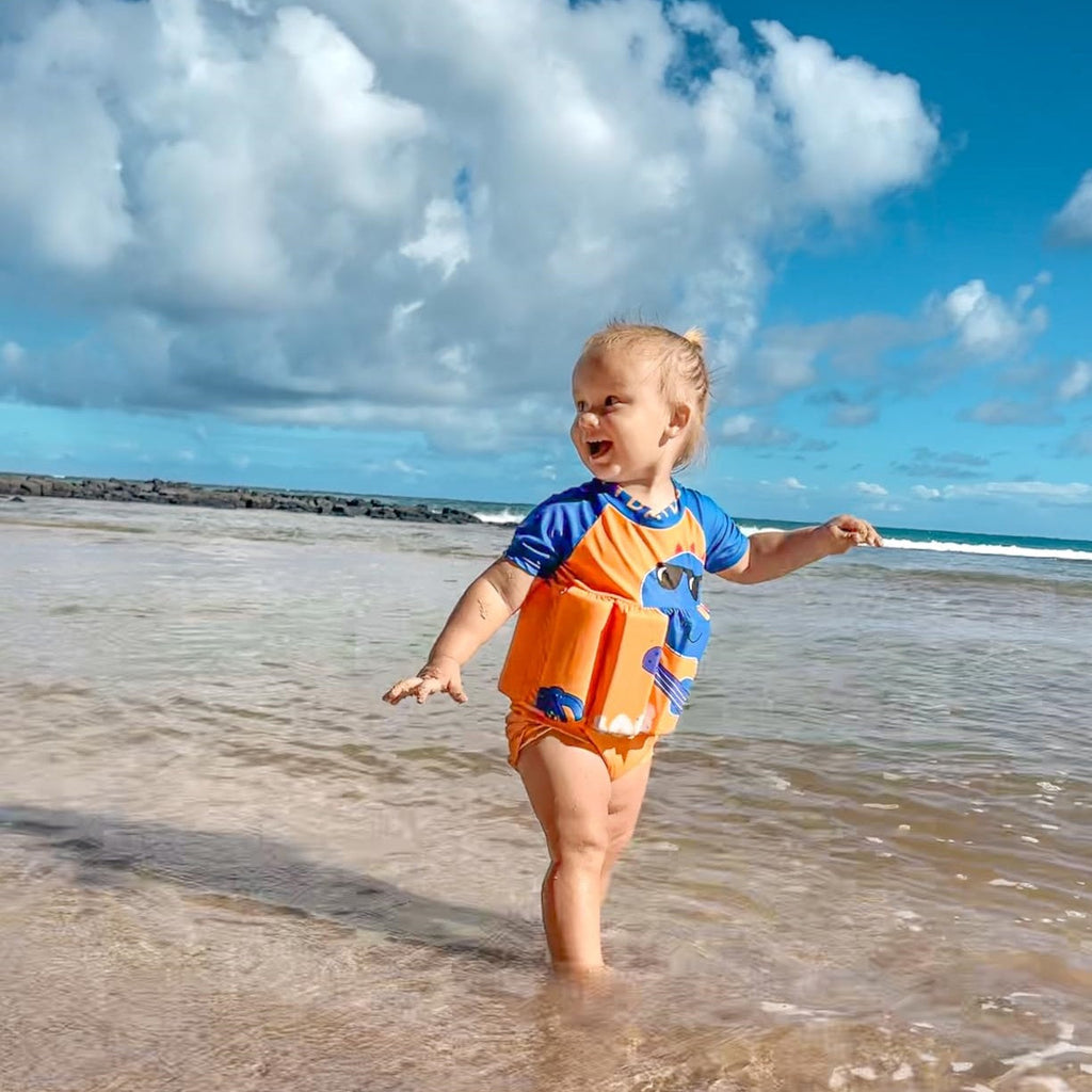 Combinaison de Bain Flottante Enfant TrioNest™ AQUAGLIDE™ | 8 Flotteurs EVA Amovibles | Anti-UV | 12 Mois à 6 Ans
