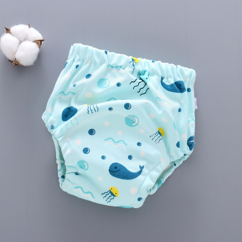 Couche Piscine Réutilisable pour Bébé – 100% Coton Bio, 6 Couches Respirantes, Ceinture Élastique, Motifs | BabyDip by TrioNest™