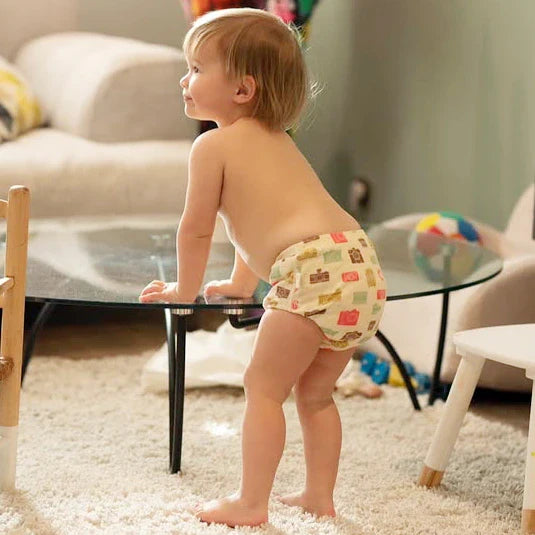 Couche Piscine Réutilisable pour Bébé – 100% Coton Bio, 6 Couches Respirantes, Ceinture Élastique, Motifs | BabyDip by TrioNest™