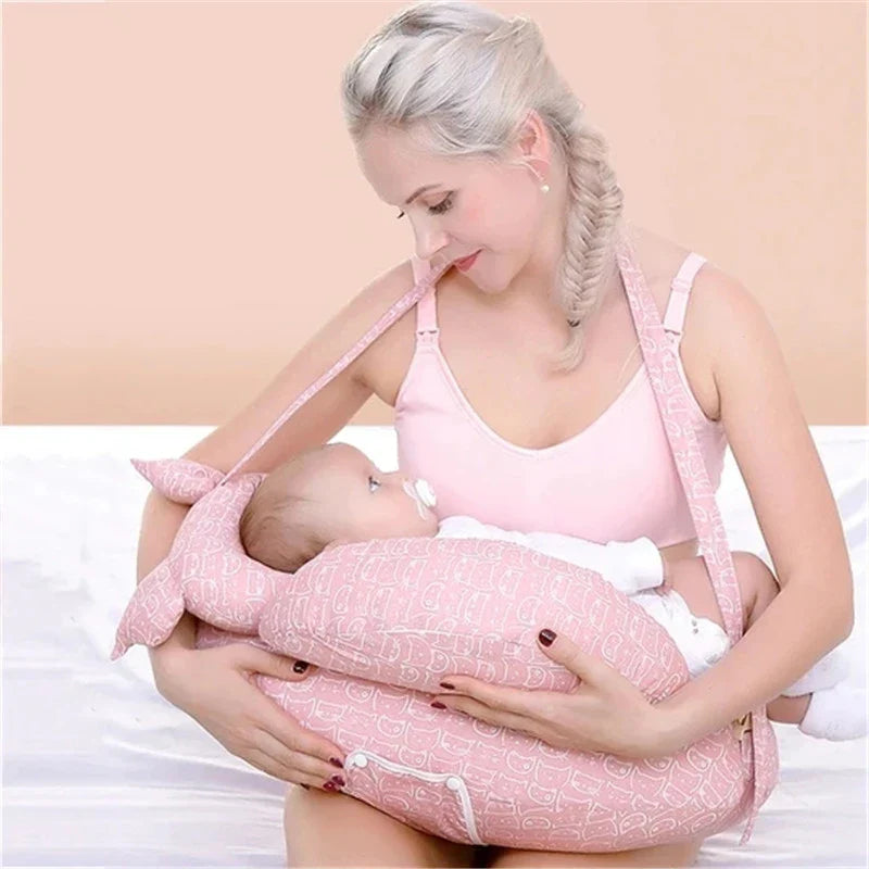 Coussin d'Allaitement Portable Motif Animaux – Soutien Bras & Dos, Anti-Nuque Plate, Mains Libres | TrioNest™