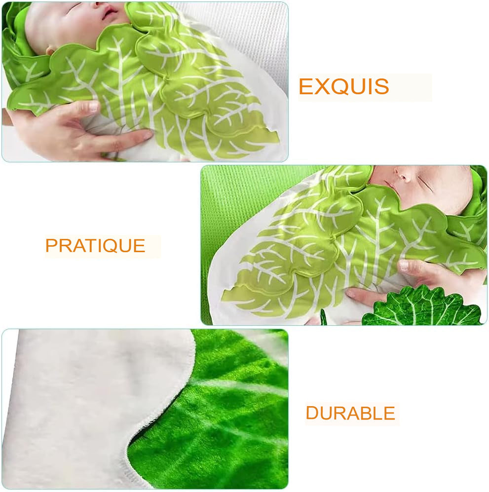 Couverture Bébé À Motif de Chou – Polyester Doux, 82.5x82.5 cm, 0-12 Mois, Lavable Machine, Cadeau | CabbageSoft by TrioNest™
