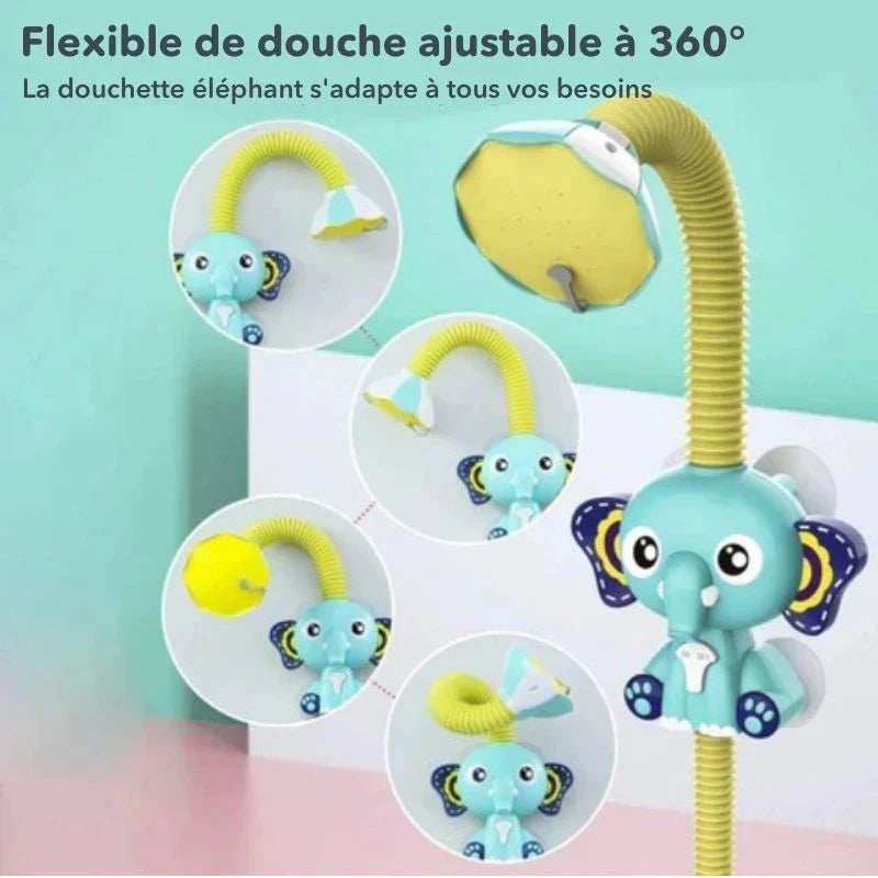 Douchette de Bain Bébé à Motifs d'Animaux – Poignée Ergonomique, Jet Doux, Jouet Bain & Piscine | TrioNest™