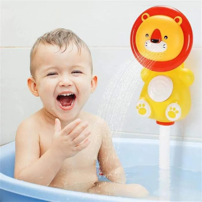 Douchette de Bain Bébé à Motifs d'Animaux – Poignée Ergonomique, Jet Doux, Jouet Bain & Piscine | TrioNest™