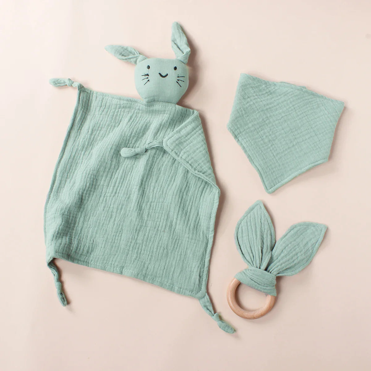 Doudou en Mousseline Bébé | TrioNest™ – Ensemble 3 Pièces, OEKO-TEX®, 30x30 cm, 0-2 Ans, 5 Coloris