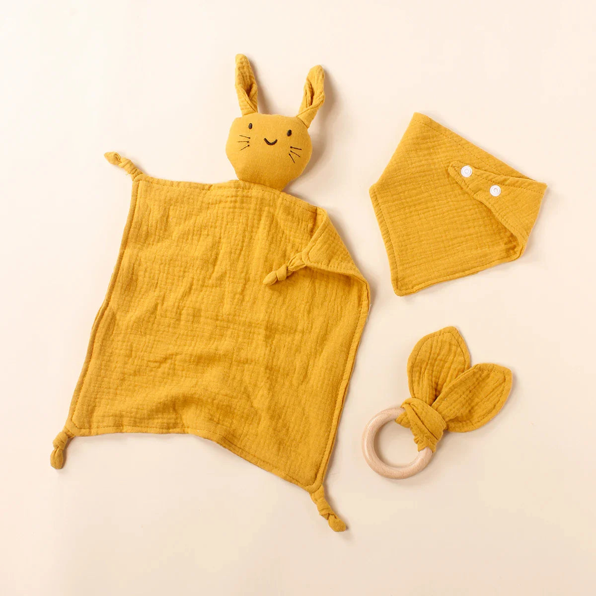 Doudou en Mousseline Bébé | TrioNest™ – Ensemble 3 Pièces, OEKO-TEX®, 30x30 cm, 0-2 Ans, 5 Coloris