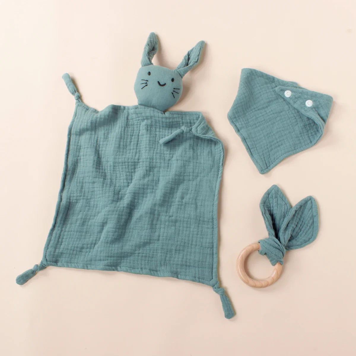 Doudou en Mousseline Bébé | TrioNest™ – Ensemble 3 Pièces, OEKO-TEX®, 30x30 cm, 0-2 Ans, 5 Coloris
