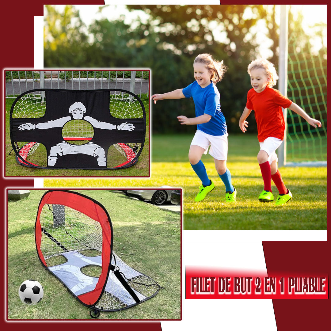 Filet de But Football Pliant pour Enfants – Double Fonction, 5 Cibles, 110x80 cm | TrioNest™