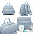 Sac à Langer Bleu Ciel Tissu Soft-Touch - Haute Capacité & Imperméable - Crochets Poussette Inclus | TrioNest™ UrbanSoft