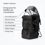 Porte-Bébé Randonnée & Voyage - Châssis Ultra-Léger & Confort Dos - Pare-Soleil & Rangement Intégré | TrioNest Adventure