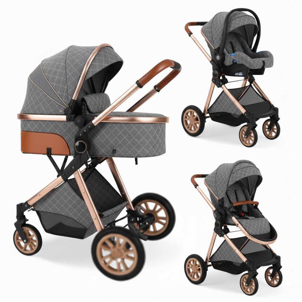 3-in-1 Stroller Complete Newborn Pack – 6 Accessories Included, Carrycot, Group 0+ Car Seat, Reversible Seat, 0-3 Years | TrioNest™ URBANIA