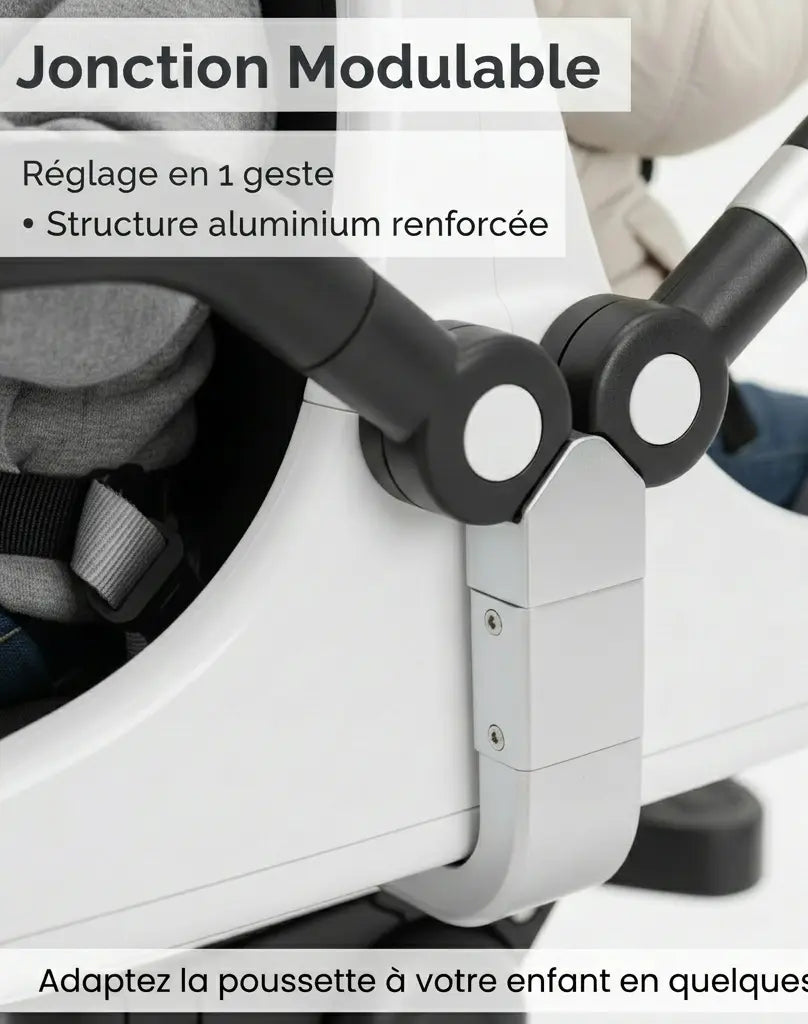 Poussette Double Tandem Dos à Dos – Parasol Anti-UV, Cadre Alu, Pliage 1 Bouton, Roues 360°, Jumeaux & Fratrie | TrioNest™ TrioNest