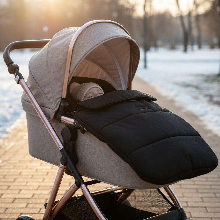 Chancelière Poussette Thermique – Isolation Avancée, Douce & Respirante, Lavable Machine, Universelle | TrioNest™ Mon Adorable Bébé