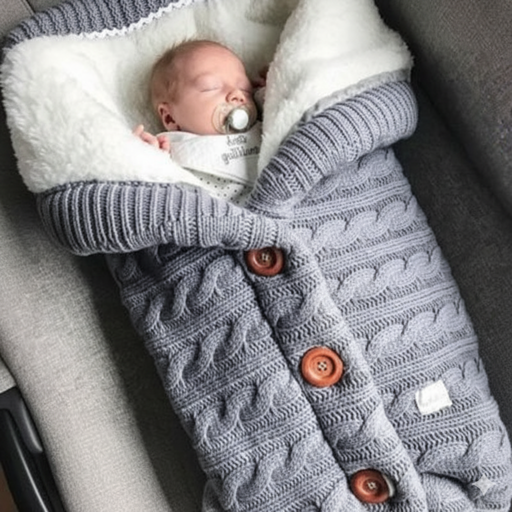 Chancelière Tricot Poussette Bébé – Cocon Chaud & Élégant, Fibres Douces, Lavable Machine | TrioNest™ Mon Adorable Bébé