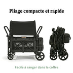 Poussette Wagon 4 Places Tout-Terrain – Harnais 5 Points, 150 kg, Toit UV, 8 Rangements, Pliable | TrioNest™ Wagon TrioNest™ Poussette 3 en 1