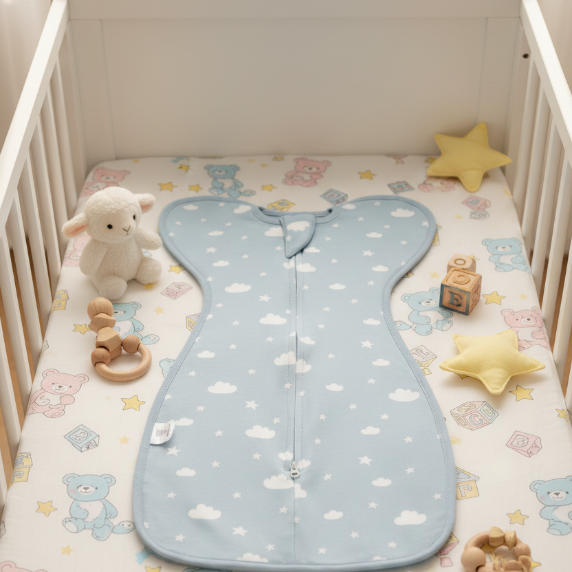 Gigoteuse Bébé Emmaillotage ZenWrap — Anti-Sursaut, Tissu Hypoallergénique, 6 Motifs, Tailles 60 & 68 cm | TrioNest™