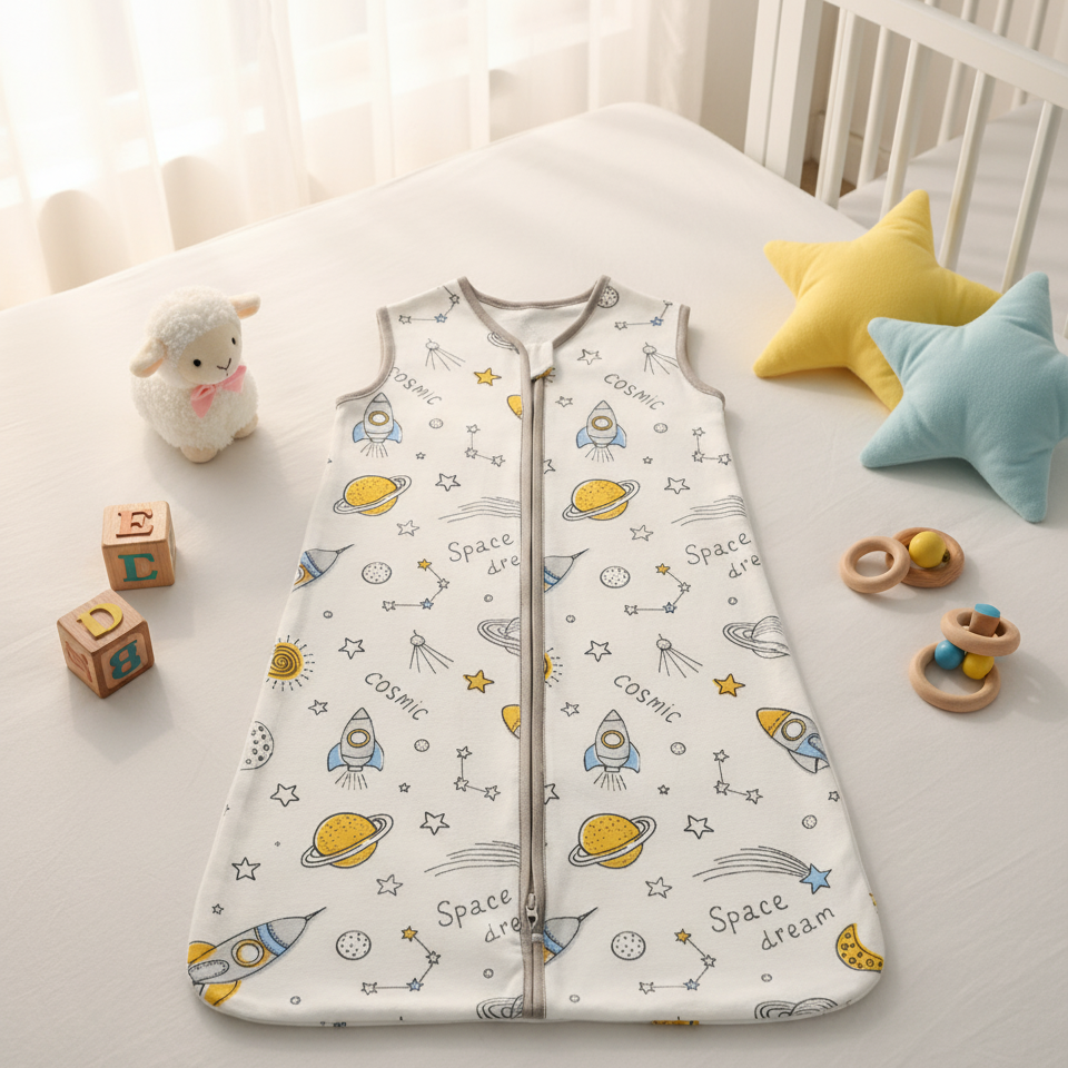 Gigoteuse d'Été Bébé DreamMotif — Coton 100% Naturel, TOG 1.0, Motifs Animaux & Étoiles, 6-18 Mois | TrioNest™