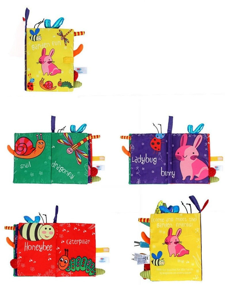 Livre en Tissu Anglais Bébé – Sensoriel, Motifs Animaux, Bilingue, Dès la Naissance | TrioNest™