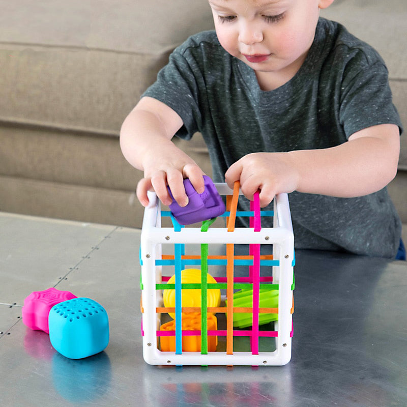 Jouet de Tri Sensoriel Montessori – ABS Non Toxique, Blocs Formes Couleurs, 14x14 cm | TrioNest™