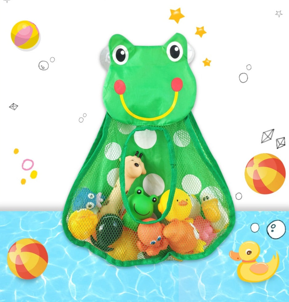 Sac de Rangement Jouets de Bain – Filet Maille, Ventouses, Séchage Rapide, Coton Ventilé, Anti-Bactéries | BathOrga by TrioNest™