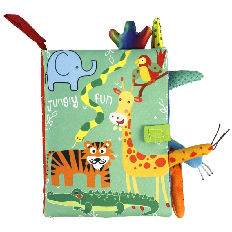 Livre en Tissu Anglais Bébé – Sensoriel, Motifs Animaux, Bilingue, Dès la Naissance | TrioNest™