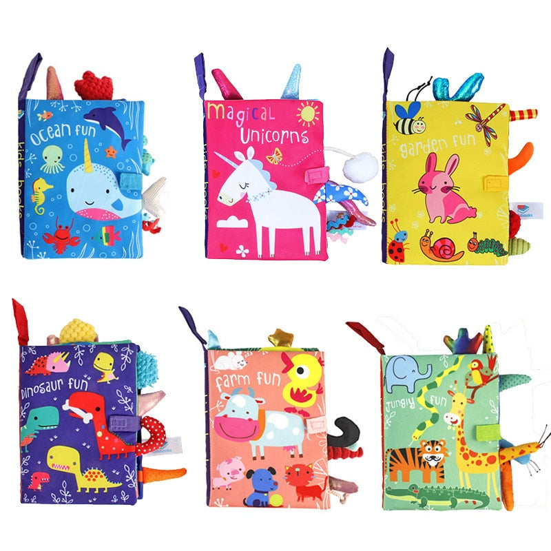 Livre en Tissu Anglais Bébé – Sensoriel, Motifs Animaux, Bilingue, Dès la Naissance | TrioNest™