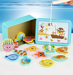 Jouet de Pêche Magnétique Montessori – 15 Poissons Bois, Canne Aimée, Motricité Fine & Concentration | MagFish by TrioNest™
