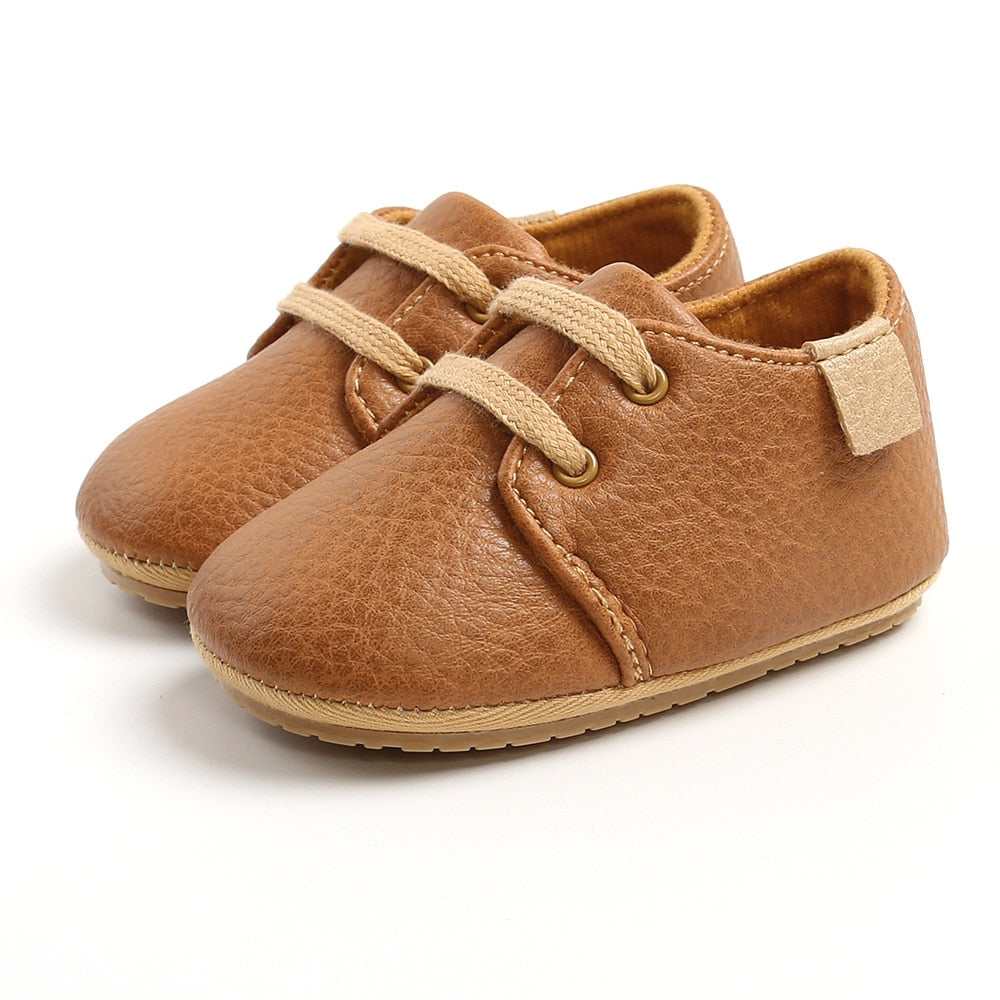 Chaussures en Cuir Bébé – Respirantes, Flexibles, Semelle Caoutchouc, Plusieurs Coloris & Motifs | SoftLeather by TrioNest™