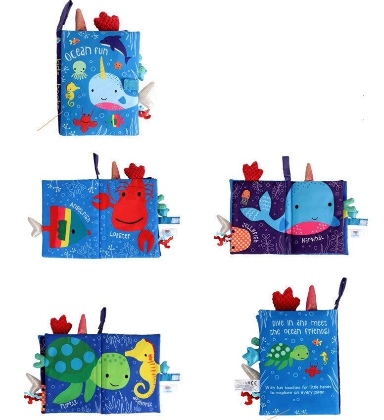 Livre en Tissu Anglais Bébé – Sensoriel, Motifs Animaux, Bilingue, Dès la Naissance | TrioNest™