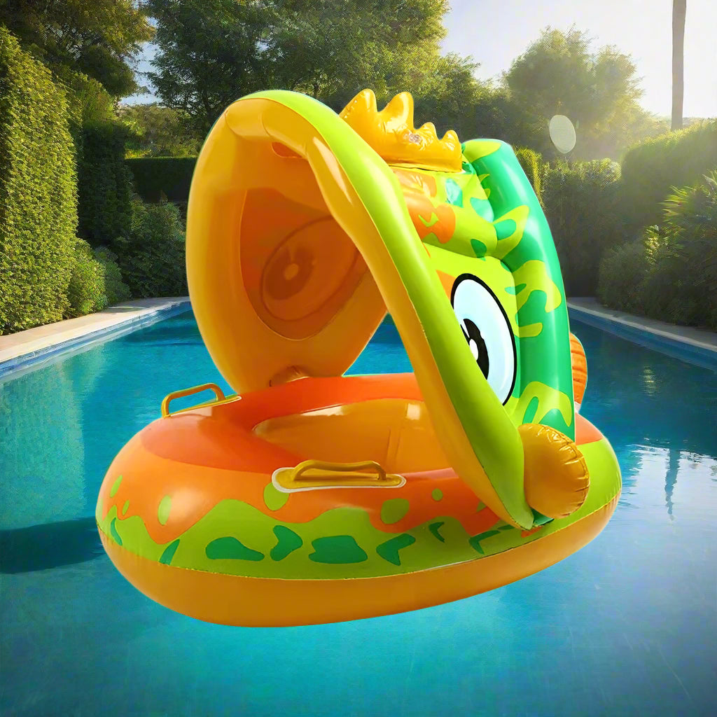 Bouée Bébé à Auvent Gonflable TrioNest™ FLOATOPIA™ | Licorne & Dinosaure | Protection UV | 1-6 Ans mon adorable bebe