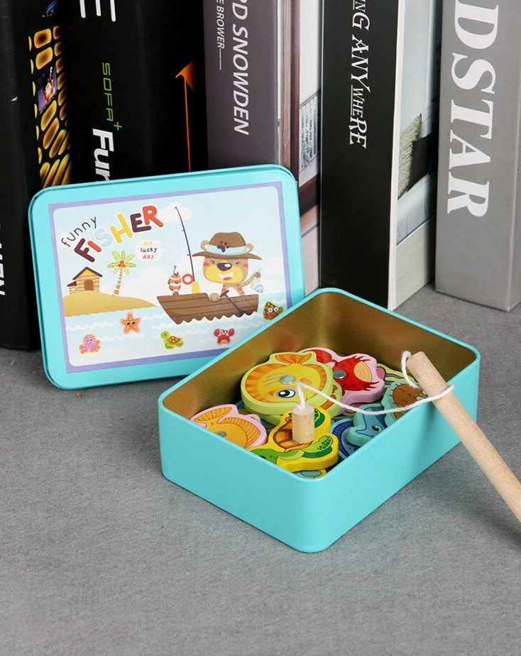 Jouet de Pêche Magnétique Montessori – 15 Poissons Bois, Canne Aimée, Motricité Fine & Concentration | MagFish by TrioNest™