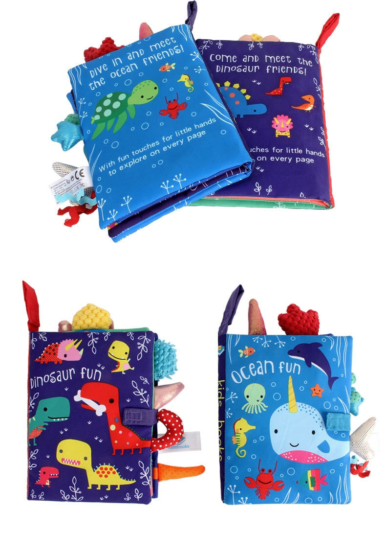 Livre en Tissu Anglais Bébé – Sensoriel, Motifs Animaux, Bilingue, Dès la Naissance | TrioNest™