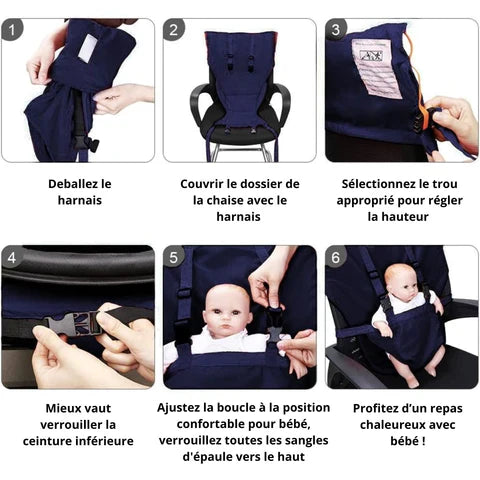 Harnais de Chaise pour Bébé | TrioNest™ – Coton Bio Lavable, 6-30 Mois, 17 kg Max, 7 Coloris