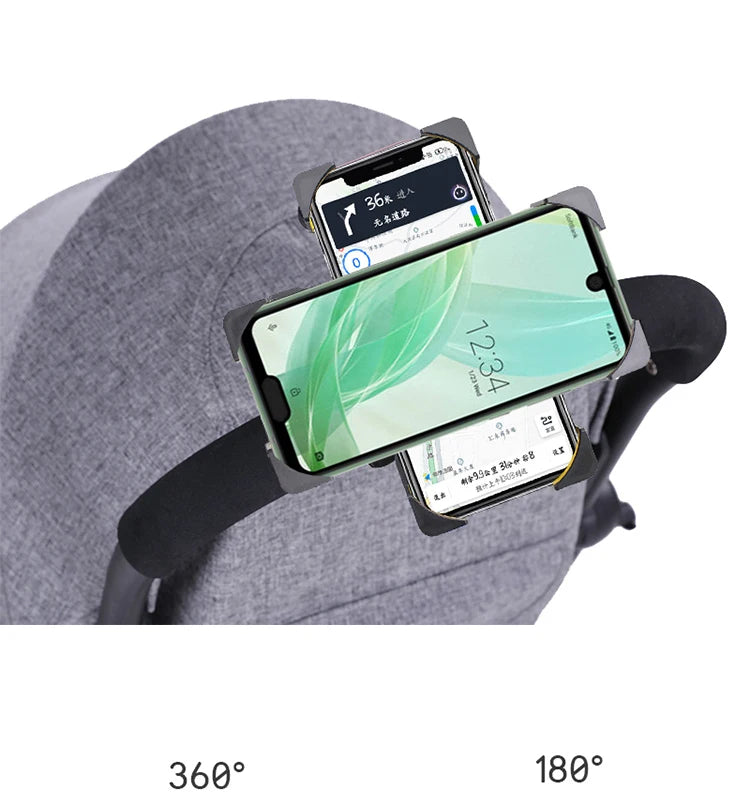 Kinderwagen-Zubehör, universeller, um 360 Grad drehbarer Handyhalter, Fahrradtelefonhalterung für iPhone GPS-Gerät