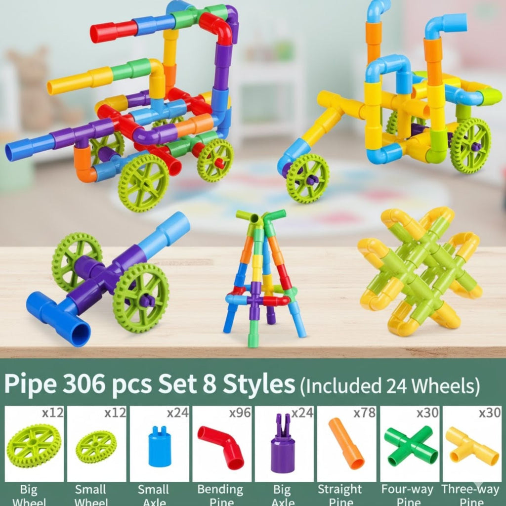 Jeux de Construction Blocs de Tubes – Créativité, Liens Familiaux, Compétences Sociales | TrioNest™