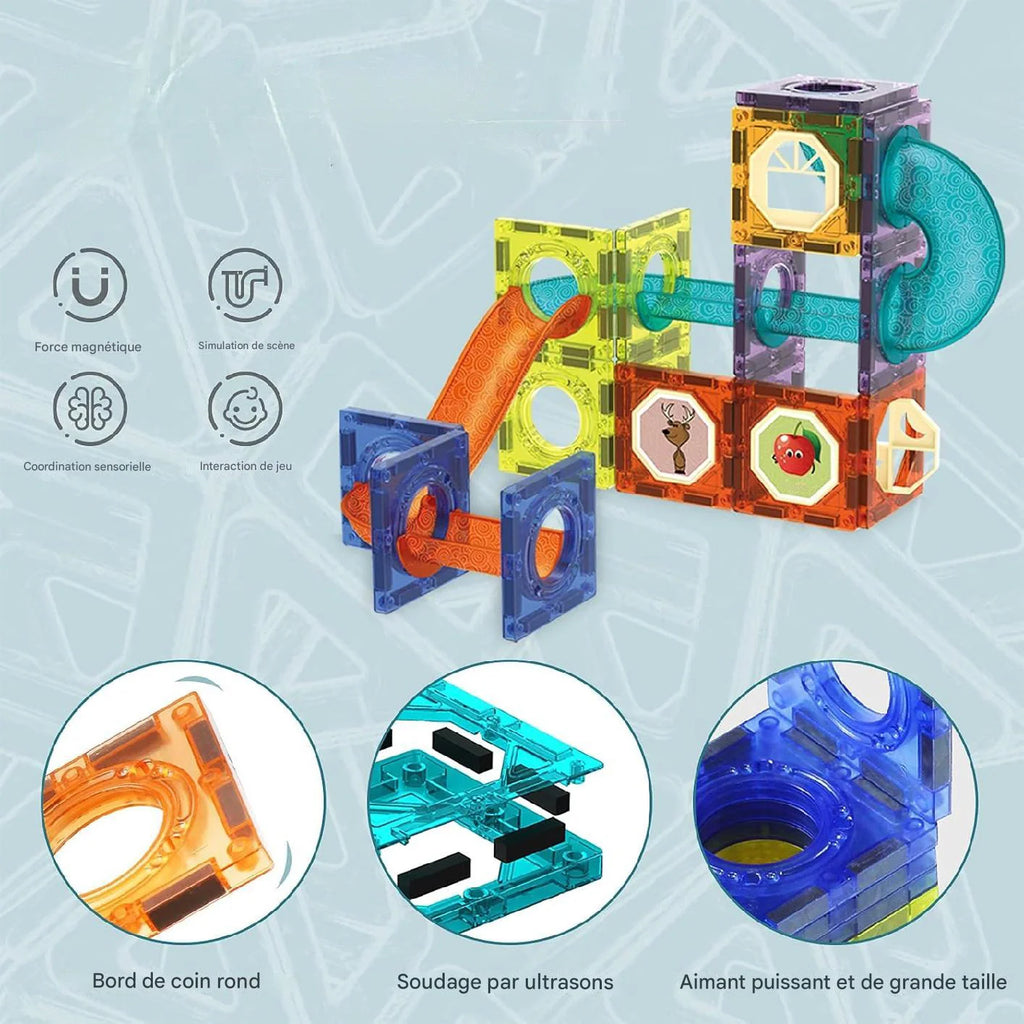 Jeu Aimanté Circuit à Billes MagCircuit – ABS Non Toxique, Aimants 8x, Compatible | TrioNest™
