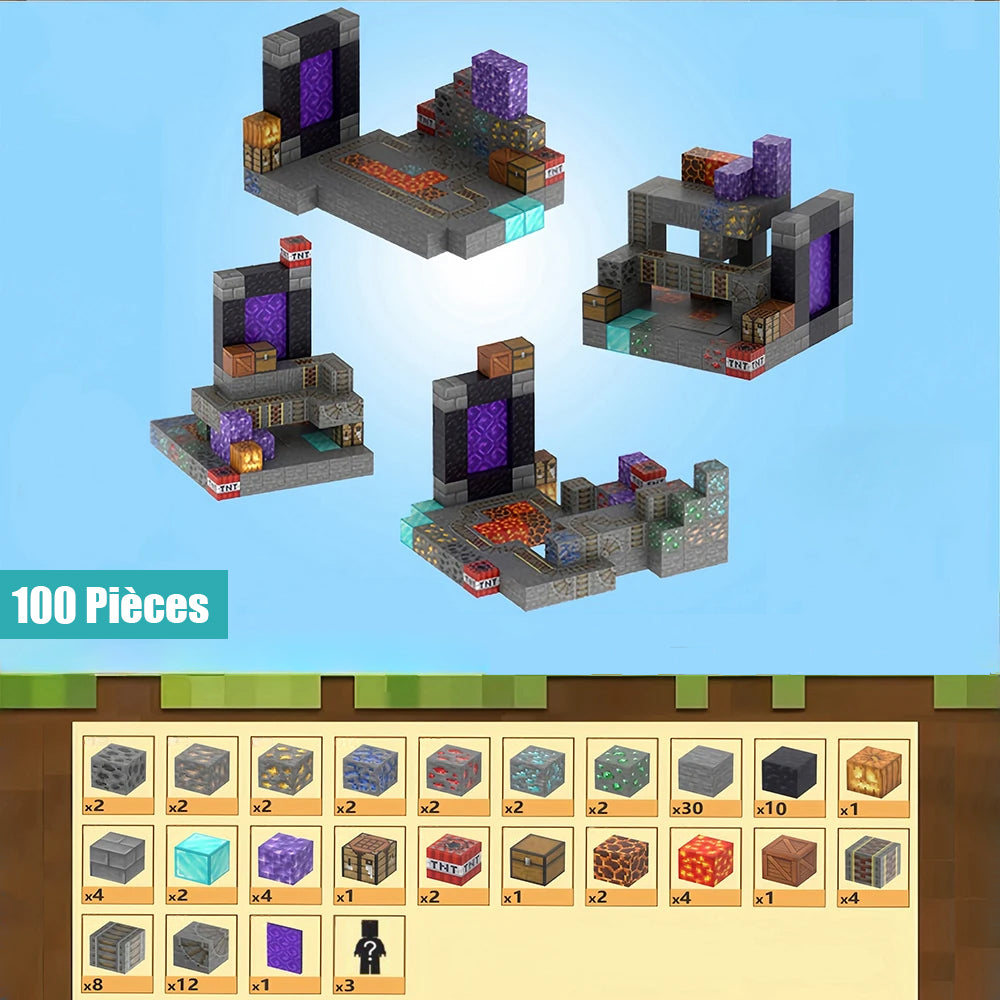 Jeu de Blocs Magnétiques PixelNest – 3D en 15 Min, 64 à 300 Pièces, Créativité | TrioNest™