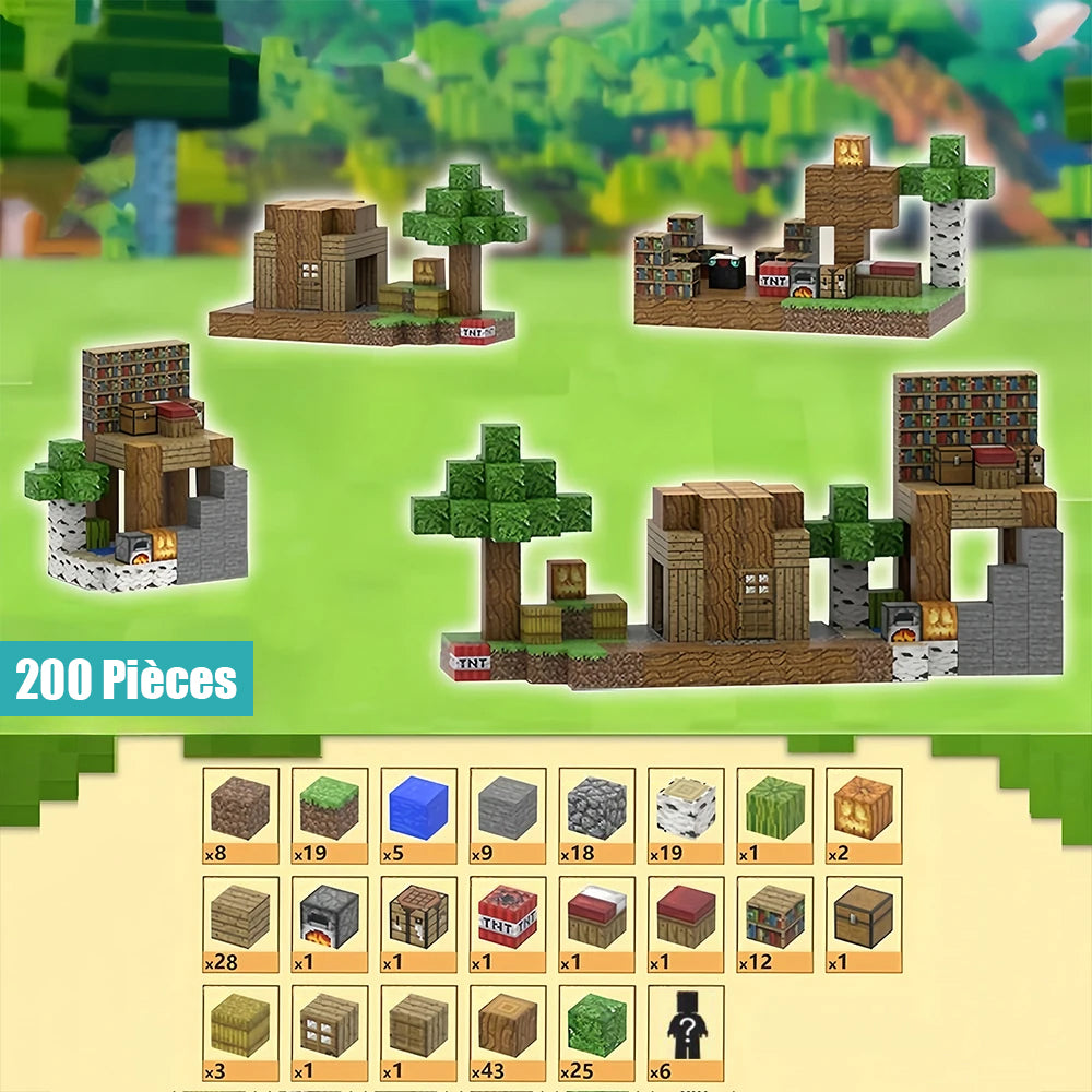 Jeu de Blocs Magnétiques PixelNest – 3D en 15 Min, 64 à 300 Pièces, Créativité | TrioNest™