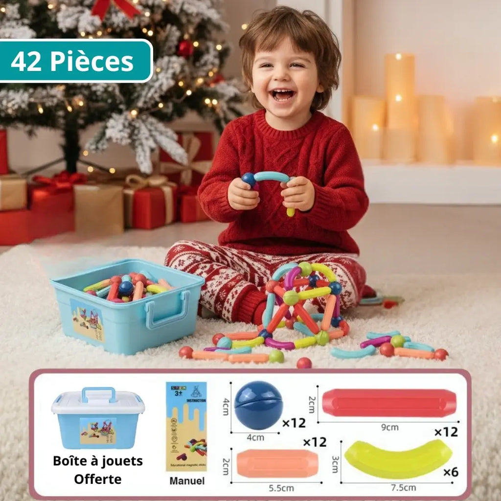 Jeu de Construction Magnétique MagNest – Couleurs, Formes, Visuo-Spatial, 3-8 Ans | TrioNest™