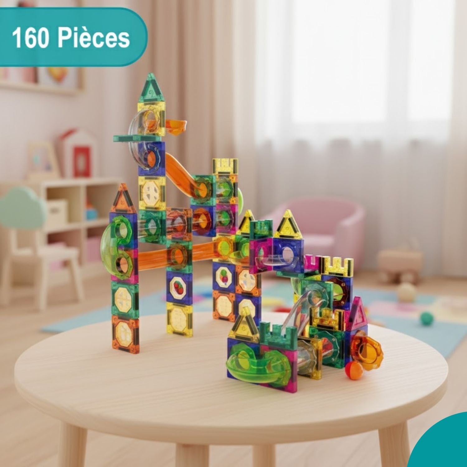 Jeu Aimanté Circuit à Billes MagCircuit – ABS Non Toxique, Aimants 8x, Compatible | TrioNest™