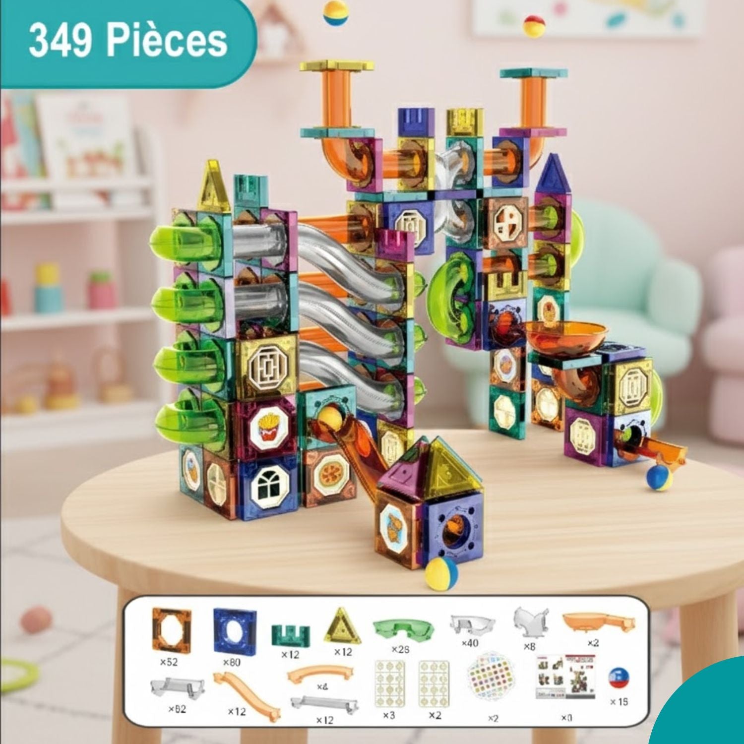 Jeu Aimanté Circuit à Billes MagCircuit – ABS Non Toxique, Aimants 8x, Compatible | TrioNest™