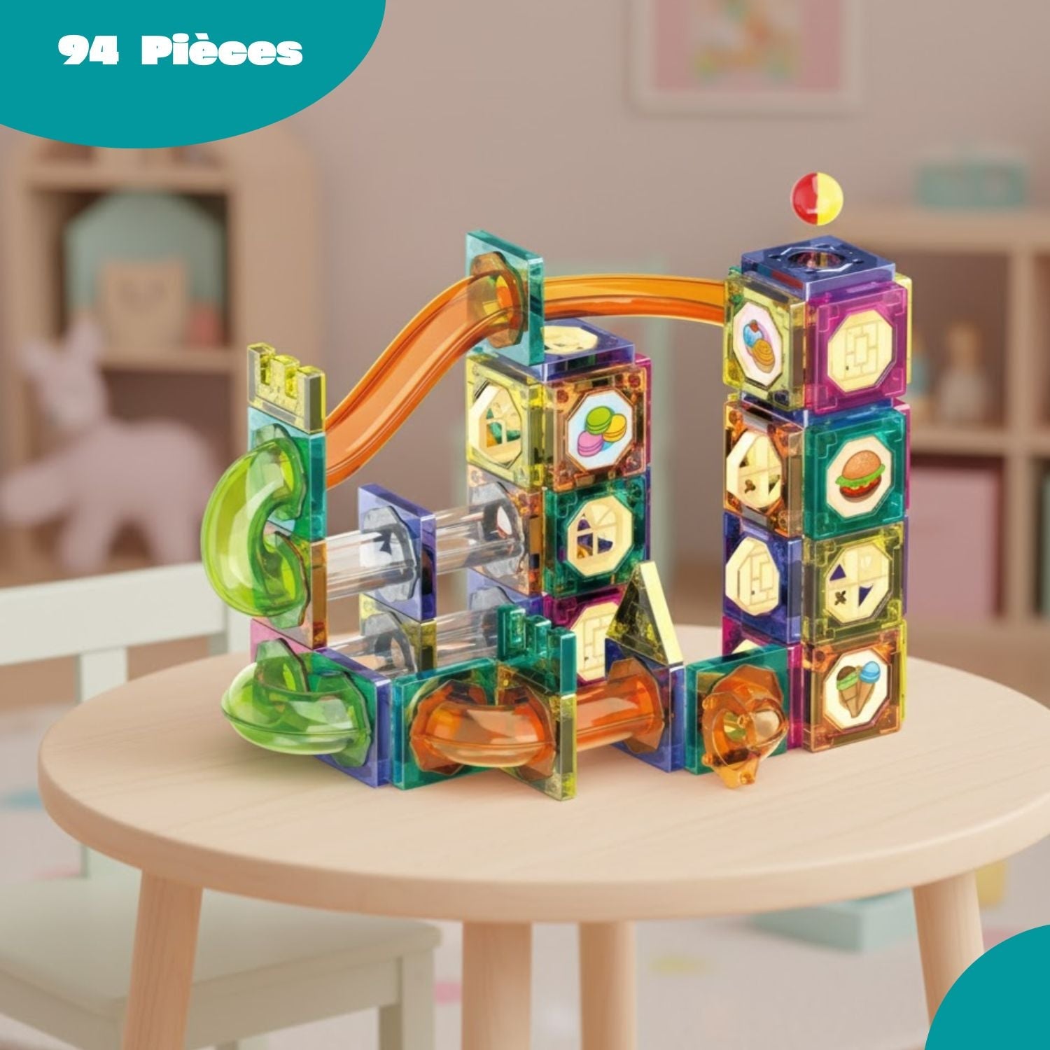 Jeu Aimanté Circuit à Billes MagCircuit – ABS Non Toxique, Aimants 8x, Compatible | TrioNest™